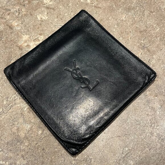 YSL YVES SAINT-LAURENT Logo Bifold Black Leather Wallet Gucci Hermes Tom Ford - Picture 2 of 10